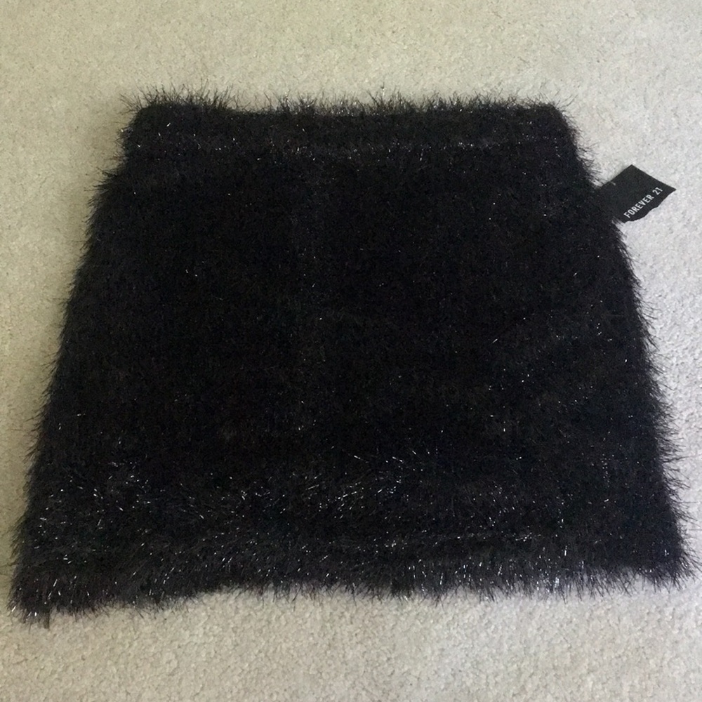 Black Fuzzy Mini Skirt Forever21
